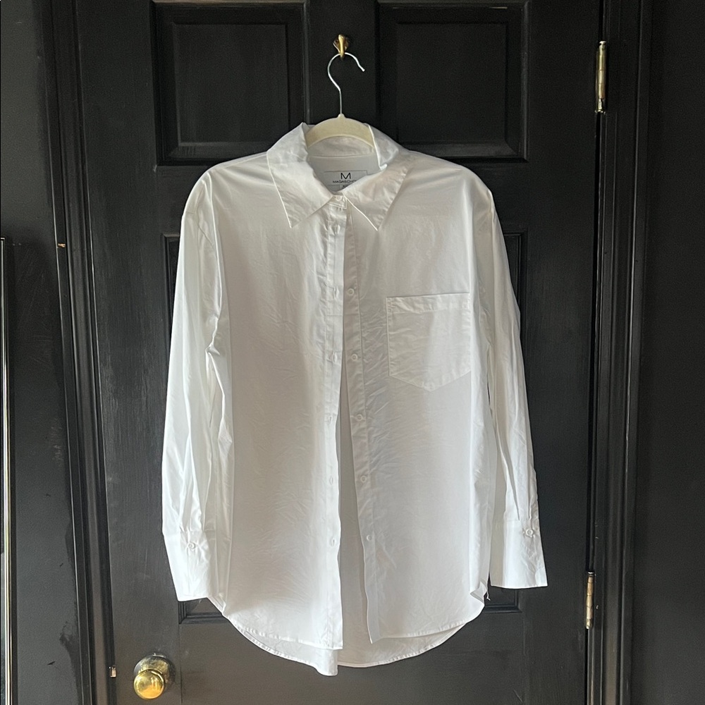 Magaschoni Elegant Oversized White Button-Up Blouse